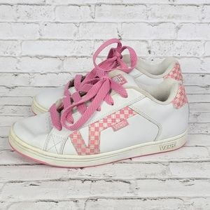 Vans Pink and White Leather Skating Sneakers Size 9.5